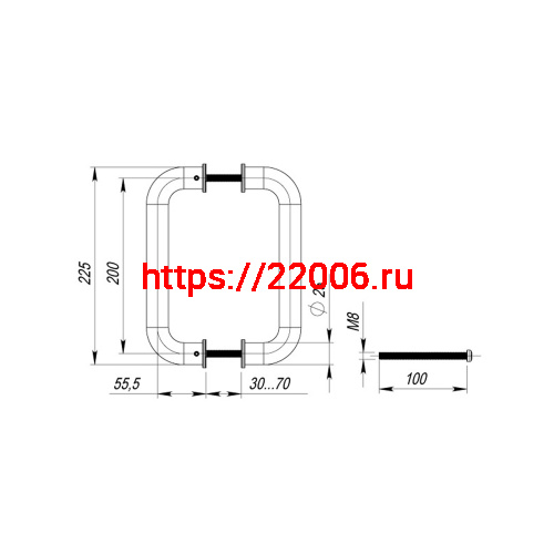 Ручка-скоба Fuaro (Фуаро) PULL.PH25/200.21 INOX 304 (PH-21-25/200-INOX) фото 4 Ручка-скоба Fuaro (Фуаро) PULL.PH25/200.21 INOX 304 (PH-21-25/200-INOX) фото 4