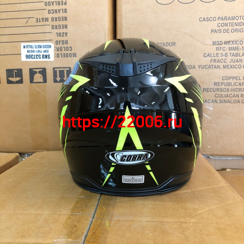 Шлем открытый 3/4 COBRA JK516, черный с зеленым(11), размеры L фото 2