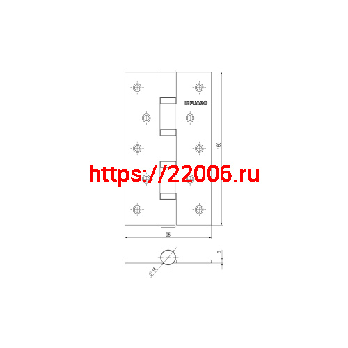 Петля Fuaro (Фуаро) универсальная IN6400U SN (4BB 150x95x3) мат. никель фото 3