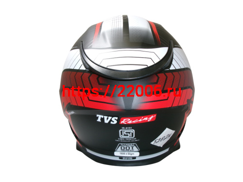 Шлем TVS RACING (Индия) STREET D/V DULL BLACK RED размер M, + пинлок в комплекте, очки фото 3