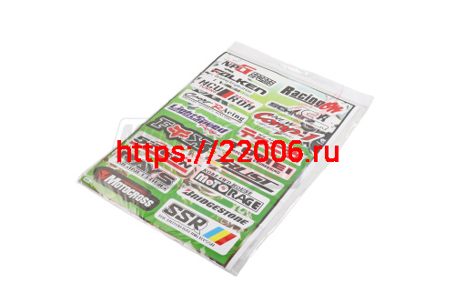 Наклейки: RACING,FALKEN,TOMEI,MOTOCROSS,MOTORAGE,FOX,NPG sports,MCU ROM,LIGHTSPEED,TRUST,5ZIGEN,RAYS NGNEERING, BRIDGESTONE,SSR (30x45)