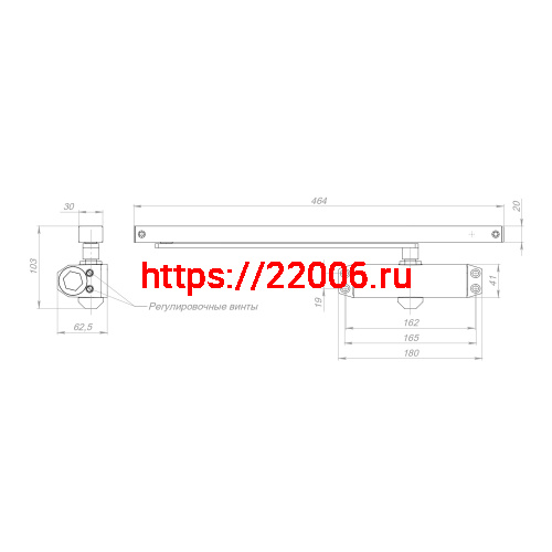 Доводчик Ajax (Аякс) дверной DCTR40-100 slide BL черный фото 2
