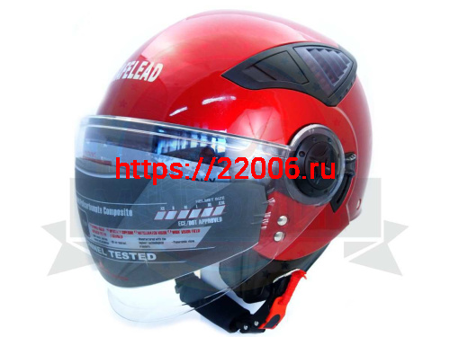 Шлем открытый "Safelead" HF-256 "колобки с доп. стеклом" красный M фото 5 Шлем открытый "Safelead" HF-256 "колобки с доп. стеклом" красный M фото 5