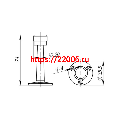 Упор Armadillo (Армадилло) дверной настенный STOPPER/ZA033 (DH033ZA) SN-3 мат.никель фото 4