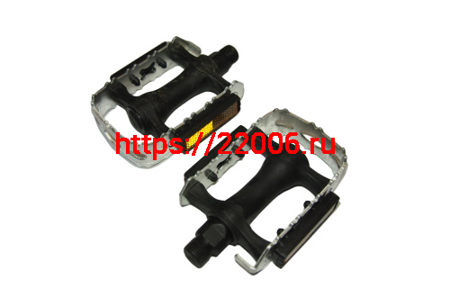Педали Вело алюминий/пластик 110х80мм, MTB, 9/16,  черно/серебр.