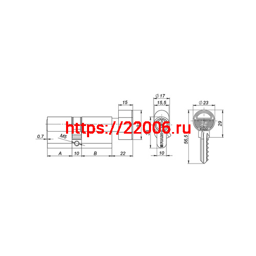Цилиндровый Fuaro (Фуаро) механизм 1000ZM Knob70(30+10+30) SSG сатинированное золото, 5Key с вертушкой фото 3
