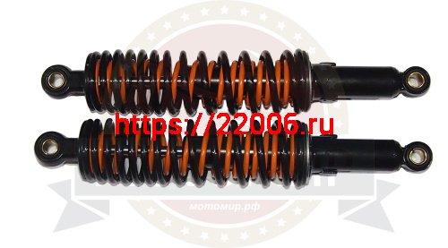 Амортизатор задний (L-345mm, D1-12mm, D2-12mm) двойная пружина черн. Баджадж Боксер 150 X PF122033 Амортизатор задний (L-345mm, D1-12mm, D2-12mm) двойная пружина черн. Баджадж Боксер 150 X PF122033