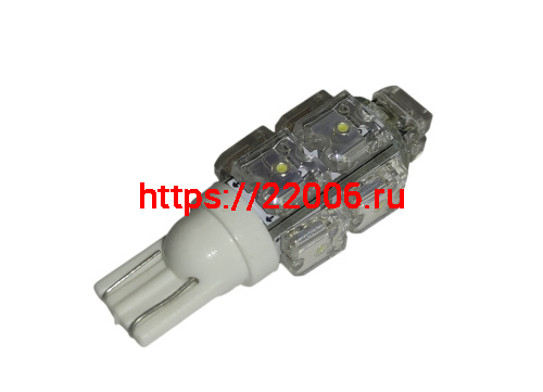 Лампа светодиодная (LED) 12V T10 (W2,1х9,5d) 9LED W5W белая фото 2 Лампа светодиодная (LED) 12V T10 (W2,1х9,5d) 9LED W5W белая фото 2