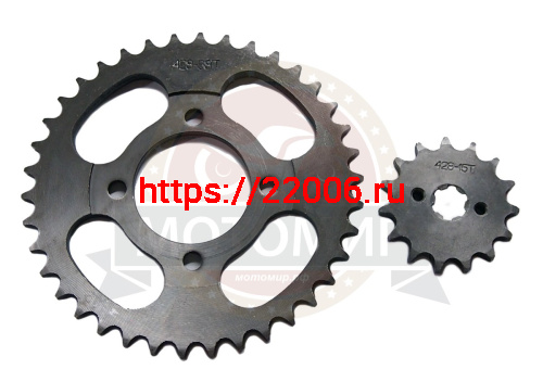 Венец (Z38) 428 (d54mm - 4 x 49mm) Альфа + Звезда (Z15) 428 (d14-17mm, 6 шлиц, 2х30) (компл) Венец (Z38) 428 (d54mm - 4 x 49mm) Альфа + Звезда (Z15) 428 (d14-17mm, 6 шлиц, 2х30) (компл)