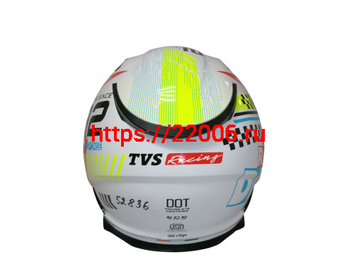 Шлем TVS RACING (Индия) STREET D/V WHITE YELLOW размер L, + пинлок в комплекте, очки фото 3