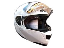 Шлем модуляр "Safelead" HF-119 TRANSFORMER с встр. очками, белый перламут., ЧЕРНЫЙ размер L