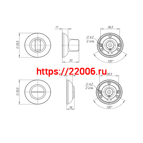 Ручка Punto (Пунто) поворотная BK6.R.ZR54 (BK6 ZR) SN/CP-3 матовый никель/хром фото 3