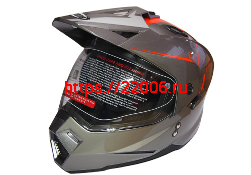 Шлем туринг (кросс со стеклом и очками) COBRA JK802, серо-оранжевый, размеры M
