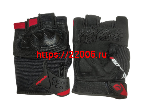 Перчатки PRO-BIKER MCS-57B без пальцев (чёрно-красные), р-р L