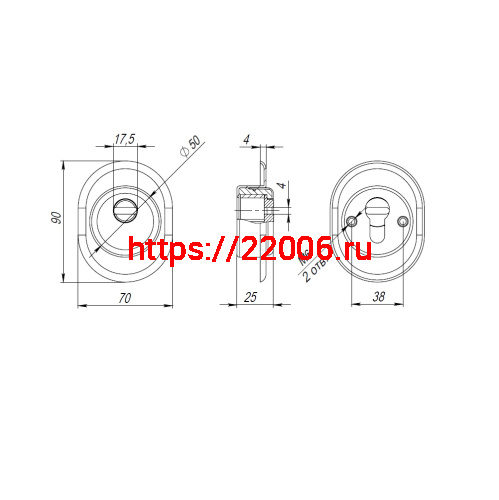 Броненакладка Fuaro (Фуаро) DEF.CRE/OV.9726 (DEF 9726) M6x90 врезная с чашкой без ответной части BL-24 черный фото 4